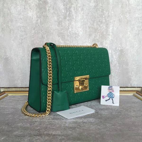 Gucci Padlock Series Gucci Signature Shoulder Bag 409486 Green