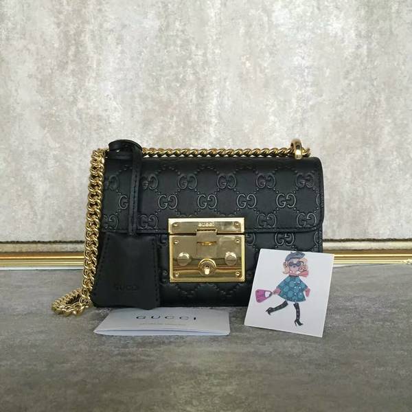 Gucci Padlock Gucci Signature Mini Shoulder Bag 409487A Black