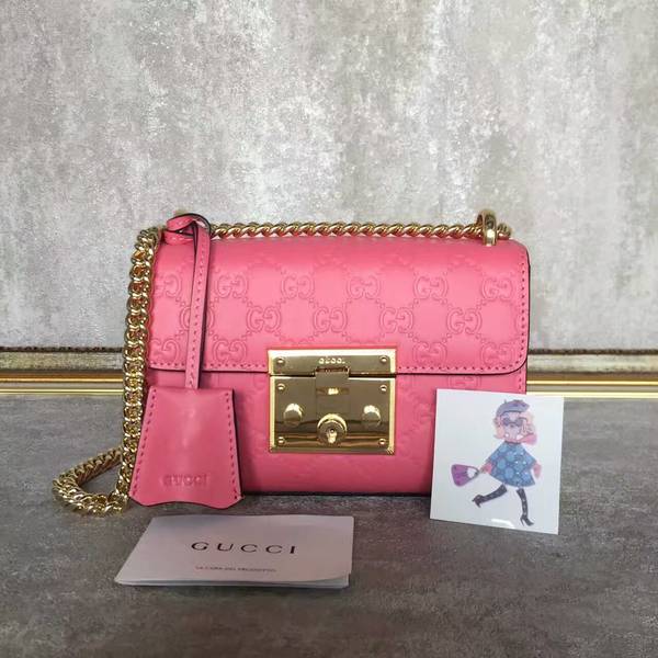 Gucci Padlock Gucci Signature Mini Shoulder Bag 409487A Pink