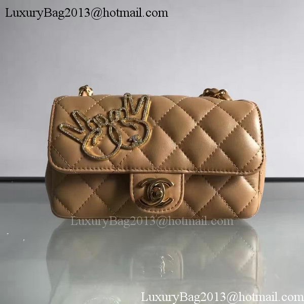 Chanel mini Classic Flap Bag Original Sheepskin A1116E Apricot