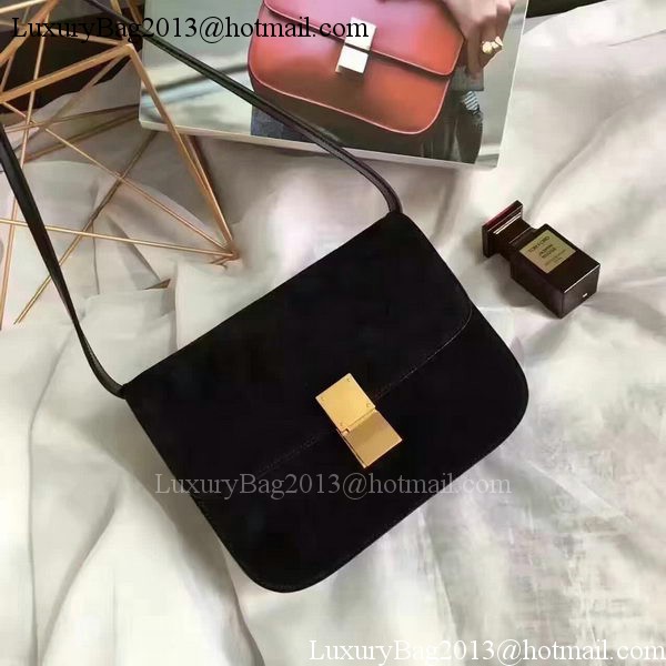 Celine Classic Box Flap Bag Suede Leather C20445 Black