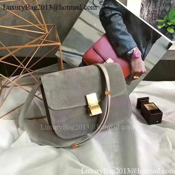 Celine Classic Box Flap Bag Suede Leather C20445 Grey