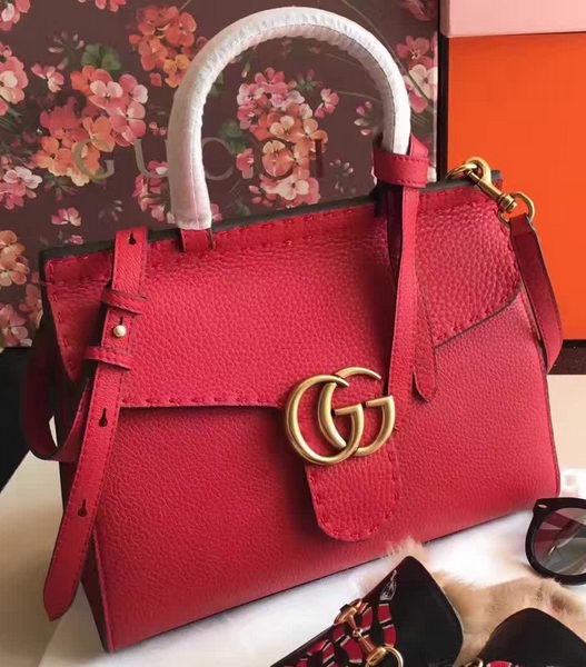 Gucci GG Marmont Leather Top Handle Bag 421890 Red