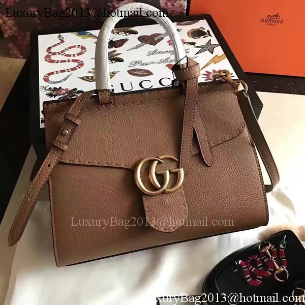 Gucci GG Marmont Leather Top Handle Bag 421890 Wheat