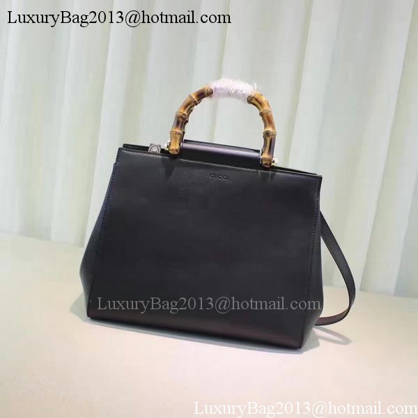 Gucci Nymphaea Leather Top Handle Bag 453766 Black