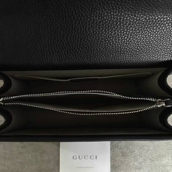 Gucci Now Bamboo Lichee Pattern Leather Top Handle Bag 448075 Black