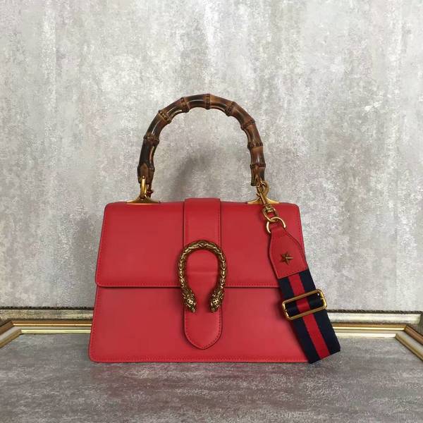 Gucci Now Bamboo Smooth Leather Top Handle Bag 448075 Red