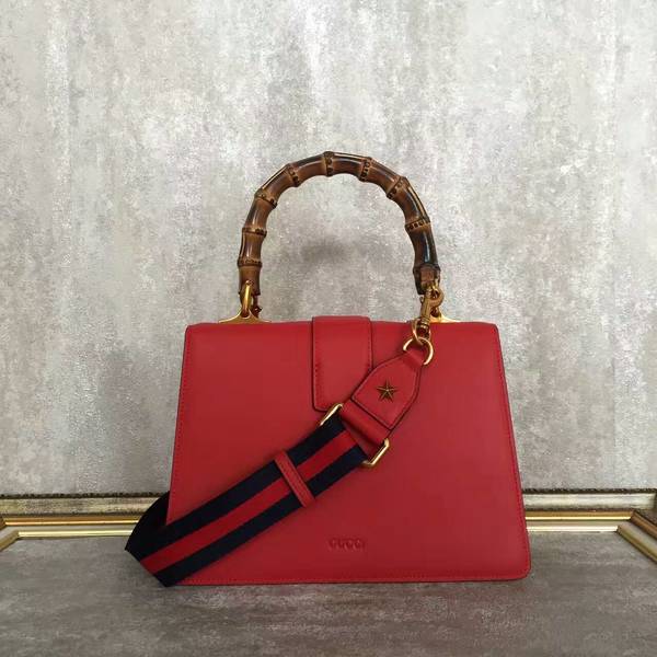 Gucci Now Bamboo Smooth Leather Top Handle Bag 448075 Red