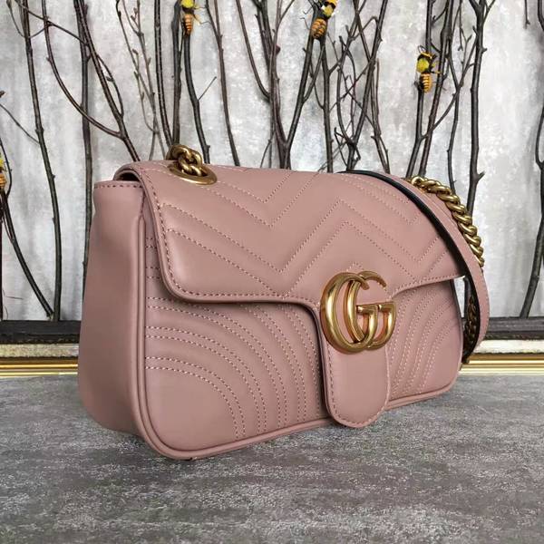 Gucci GG Marmont Sheenskin Shoulder Bag 443497A Light Pink