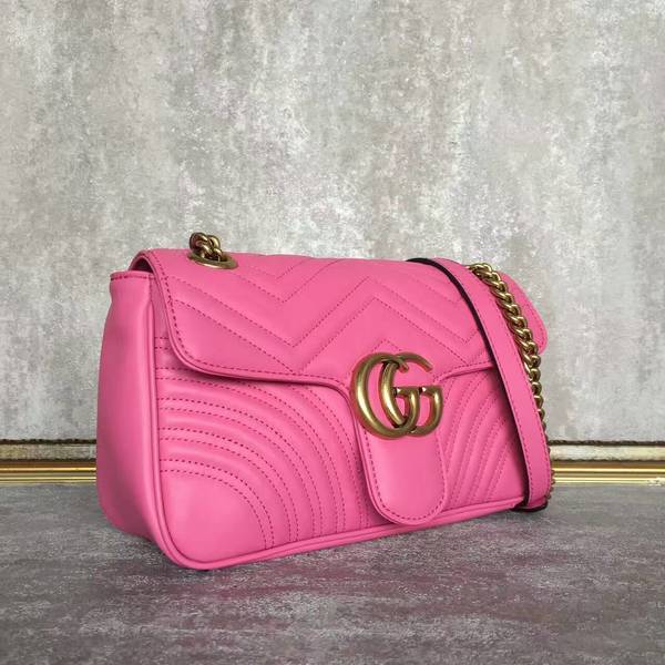 Gucci GG Marmont Sheenskin Shoulder Bag 443497A Pink