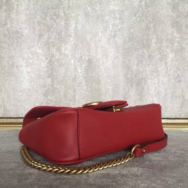 Gucci GG Marmont Sheenskin Shoulder Bag 443497A Red