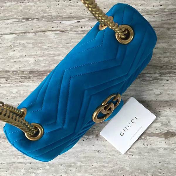 Gucci GG Marmont Suede Leather Medium Shoulder Bag 443497 Blue