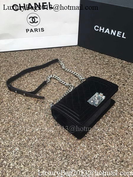 Boy Chanel Flap Shoulder Bag Original Velvet Leather A67085 Black