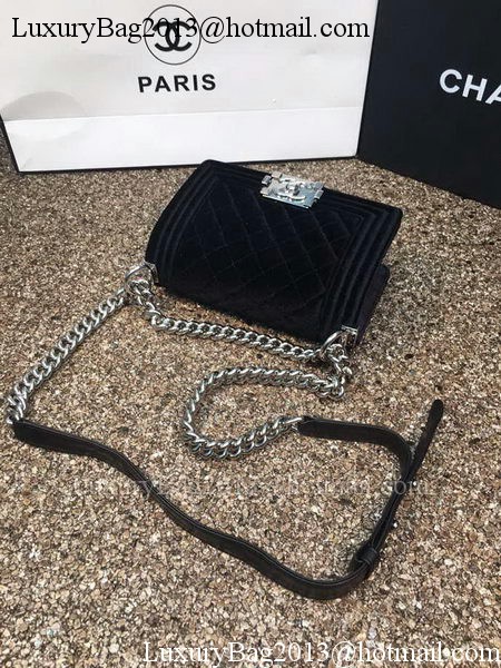 Boy Chanel Flap Shoulder Bag Original Velvet Leather A67085 Black