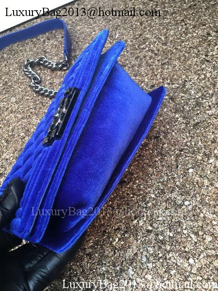 Boy Chanel Flap Shoulder Bag Original Velvet Leather A67085 Blue