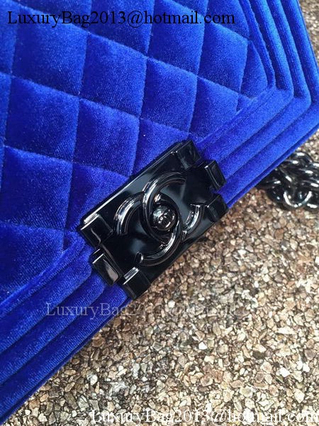 Boy Chanel Flap Shoulder Bag Original Velvet Leather A67085 Blue