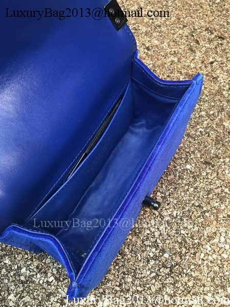 Boy Chanel Flap Shoulder Bag Original Velvet Leather A67085 Blue