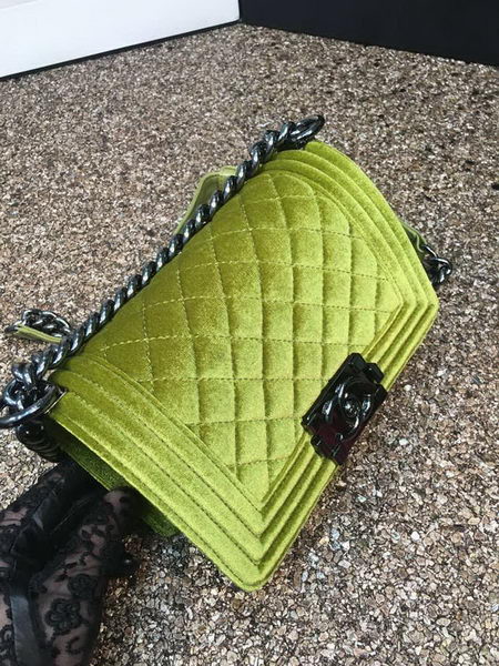 Boy Chanel Flap Shoulder Bag Original Velvet Leather A67085 Green