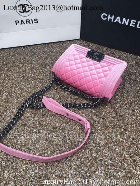 Boy Chanel Flap Shoulder Bag Original Velvet Leather A67085 Pink