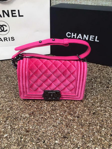 Boy Chanel Flap Shoulder Bag Original Velvet Leather A67085 Rose