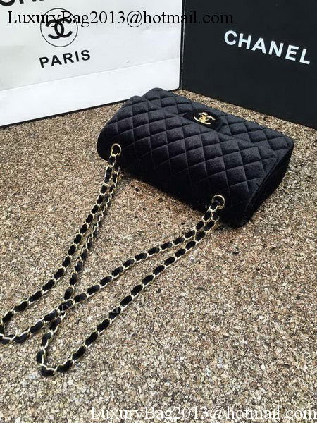 Chanel 2.55 Series Flap Bags Original Black Velvet Leather A1112 Gold