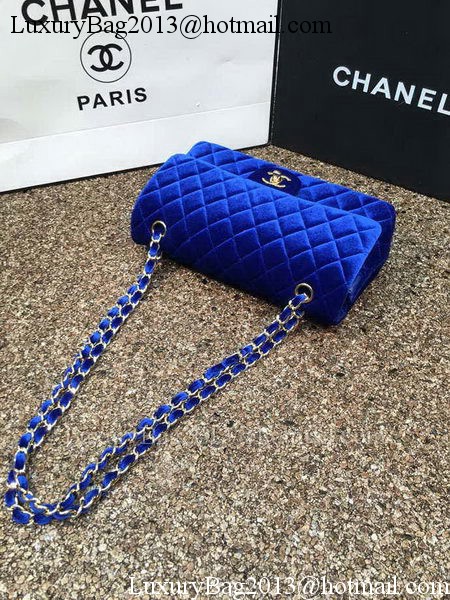 Chanel 2.55 Series Flap Bags Original Blue Velvet Leather A1112 Gold