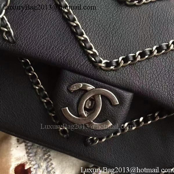 Chanel 2.55 Series Flap Bags Original Deerskin Leather A1112 Black