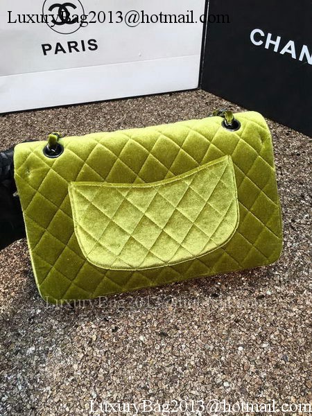 Chanel 2.55 Series Flap Bags Original Green Velvet Leather A1112 Gold