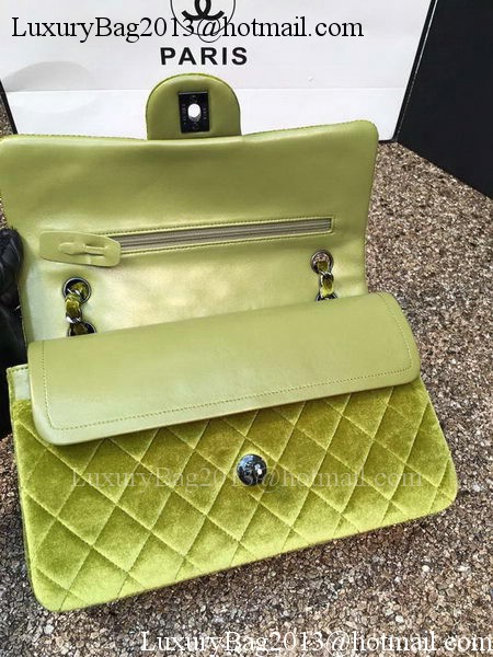 Chanel 2.55 Series Flap Bags Original Green Velvet Leather A1112 Gold