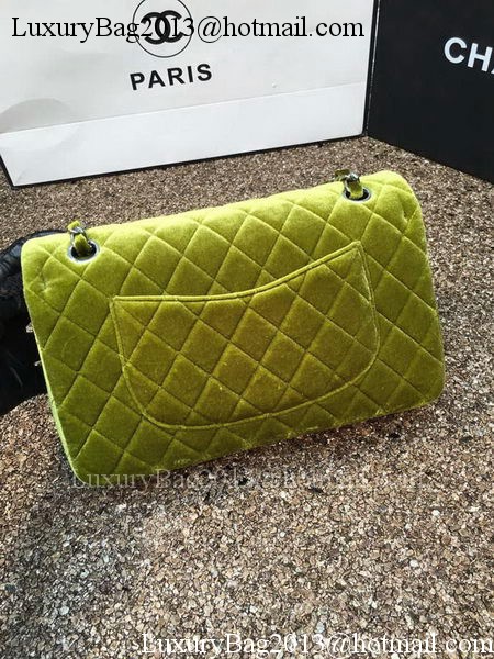 Chanel 2.55 Series Flap Bags Original Green Velvet Leather A1112 Silver