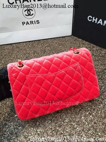 Chanel 2.55 Series Flap Bags Original Orange Velvet Leather A1112 Gold