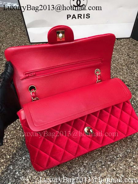 Chanel 2.55 Series Flap Bags Original Red Velvet Leather A1112 Gold