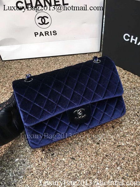 Chanel 2.55 Series Flap Bags Original Royal Velvet Leather A1112 Silver