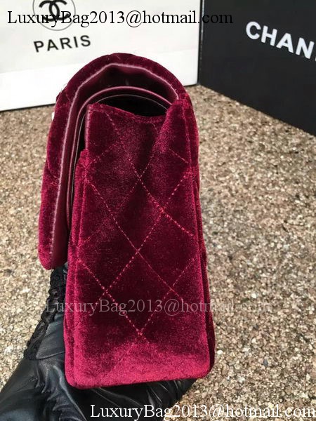 Chanel 2.55 Series Flap Bags Original Wine Velvet Leather A1112 Gold