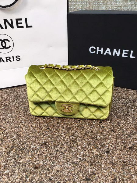 Chanel mini Classic Flap Bag Original Green Velvet Leather A1116 Gold