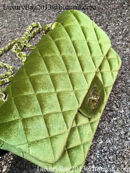 Chanel mini Classic Flap Bag Original Green Velvet Leather A1116 Gold