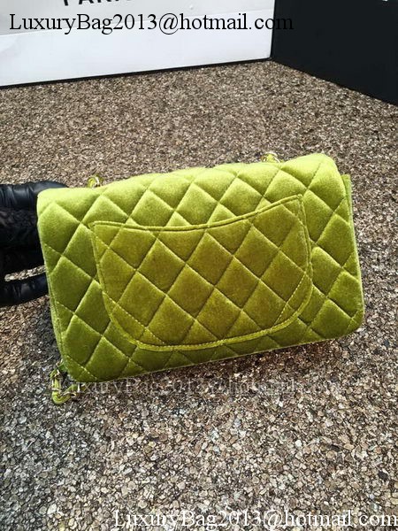 Chanel mini Classic Flap Bag Original Green Velvet Leather A1116 Gold