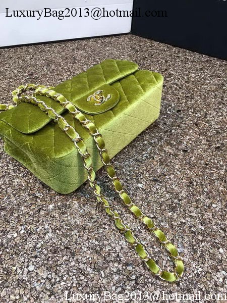 Chanel mini Classic Flap Bag Original Green Velvet Leather A1116 Gold