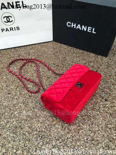 Chanel mini Classic Flap Bag Original Red Velvet Leather A1116 Black