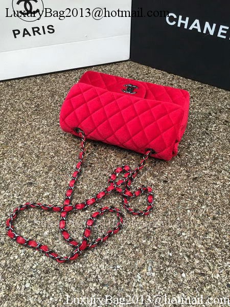 Chanel mini Classic Flap Bag Original Red Velvet Leather A1116 Black