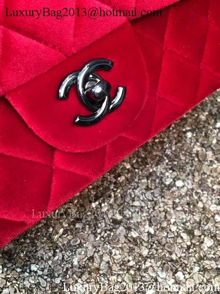 Chanel mini Classic Flap Bag Original Red Velvet Leather A1116 Black