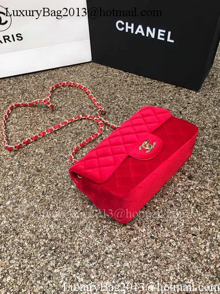 Chanel mini Classic Flap Bag Original Red Velvet Leather A1116 Gold