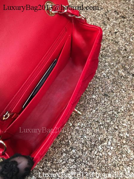 Chanel mini Classic Flap Bag Original Red Velvet Leather A1116 Gold