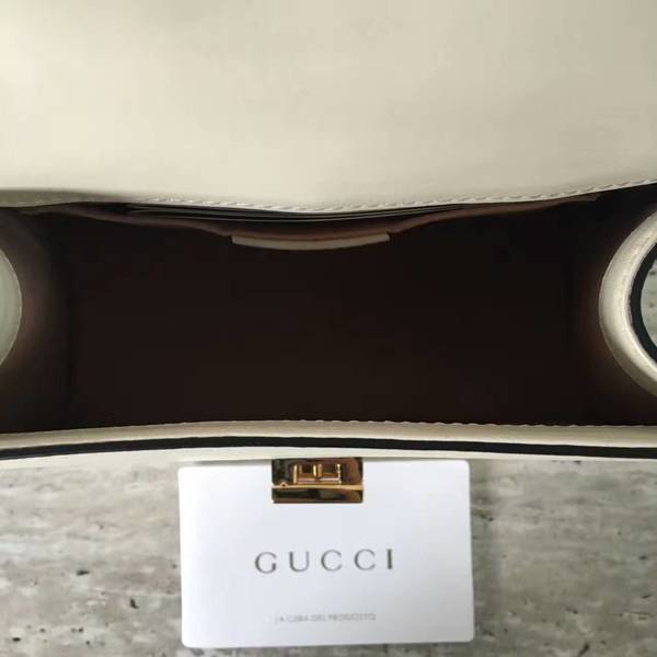 Gucci Sylvie Cowhide Leather Shoulder Bag 470270 White