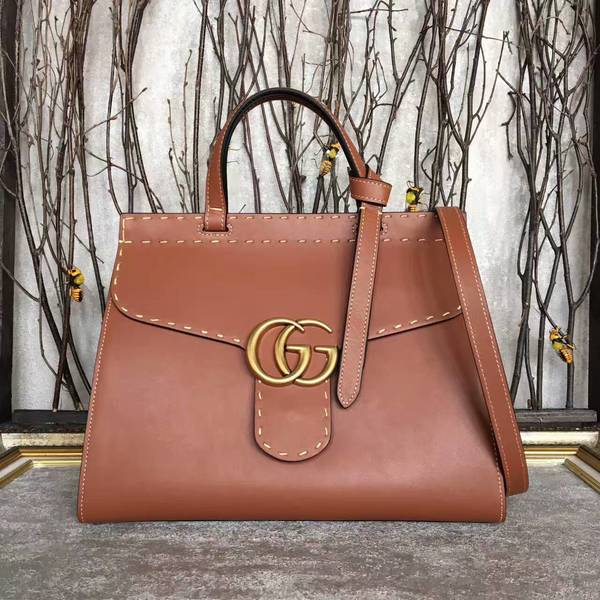 Gucci GG Marmont Leather Top Handle Bag 421890A Brown