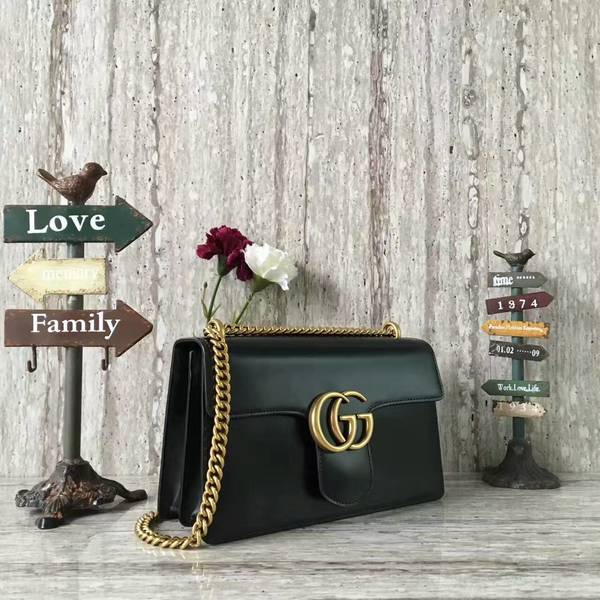 Gucci GG Marmont Original Leather Shoulder Bag 431777 Black