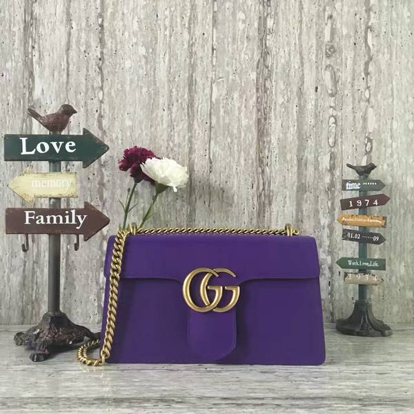 Gucci GG Marmont Original Leather Shoulder Bag 431777 Purple