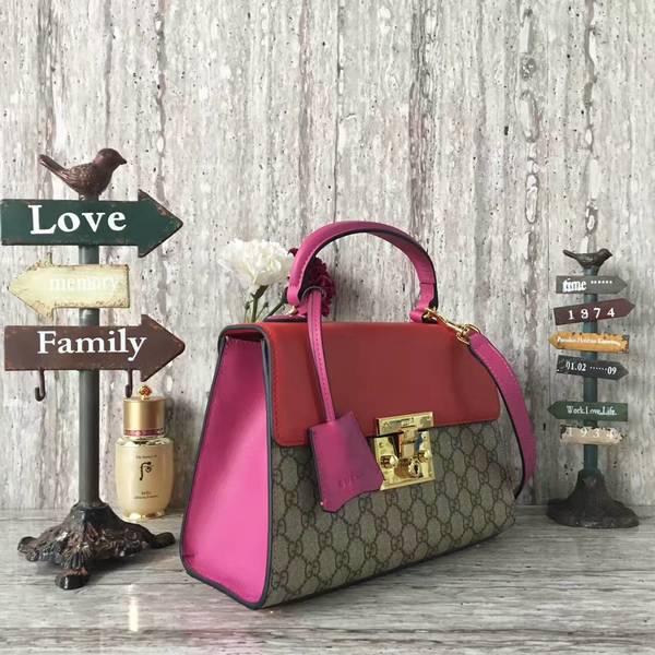 Gucci Padlock Gucci Signature Top Handle Bag 453188 Red&Pink