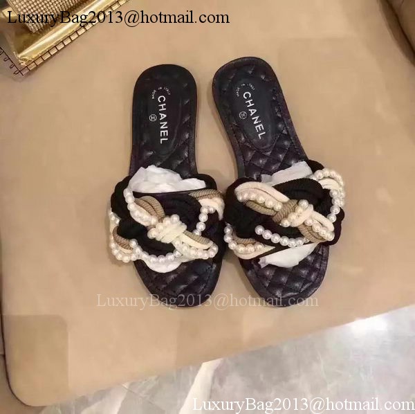 Chanel Slipper Leather CH2073 Black