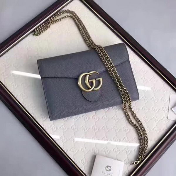 Gucci GG Marmont Leather mini Chain Bag 401232 Grey